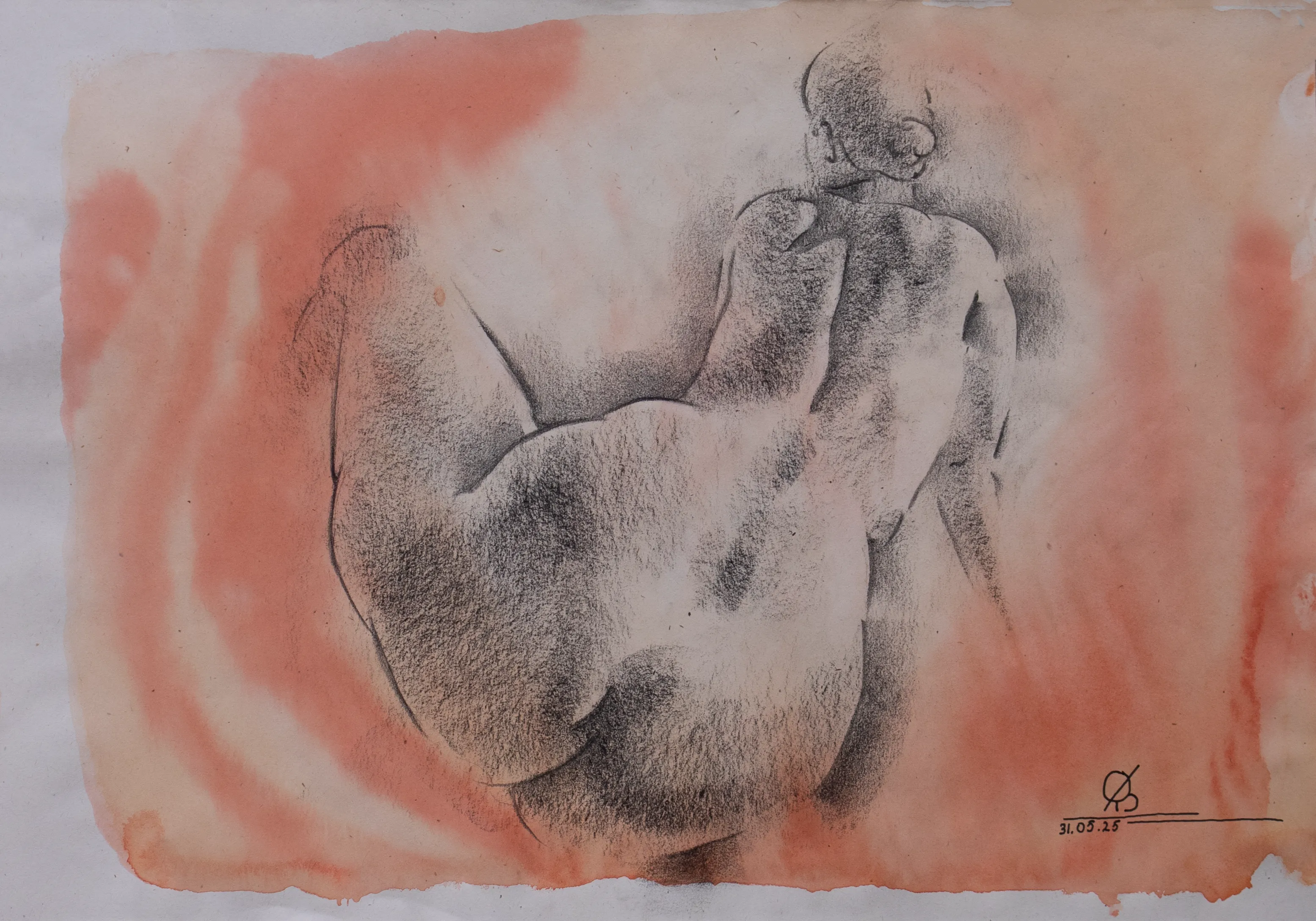 Image of "The Turn" by Oleksandr Baklai, size: 36x25, made of paper, watercolor, charcoal, Drawing medium, part of the "15-minute sketches" series, priced at $120 (≈ 5,376 грн)