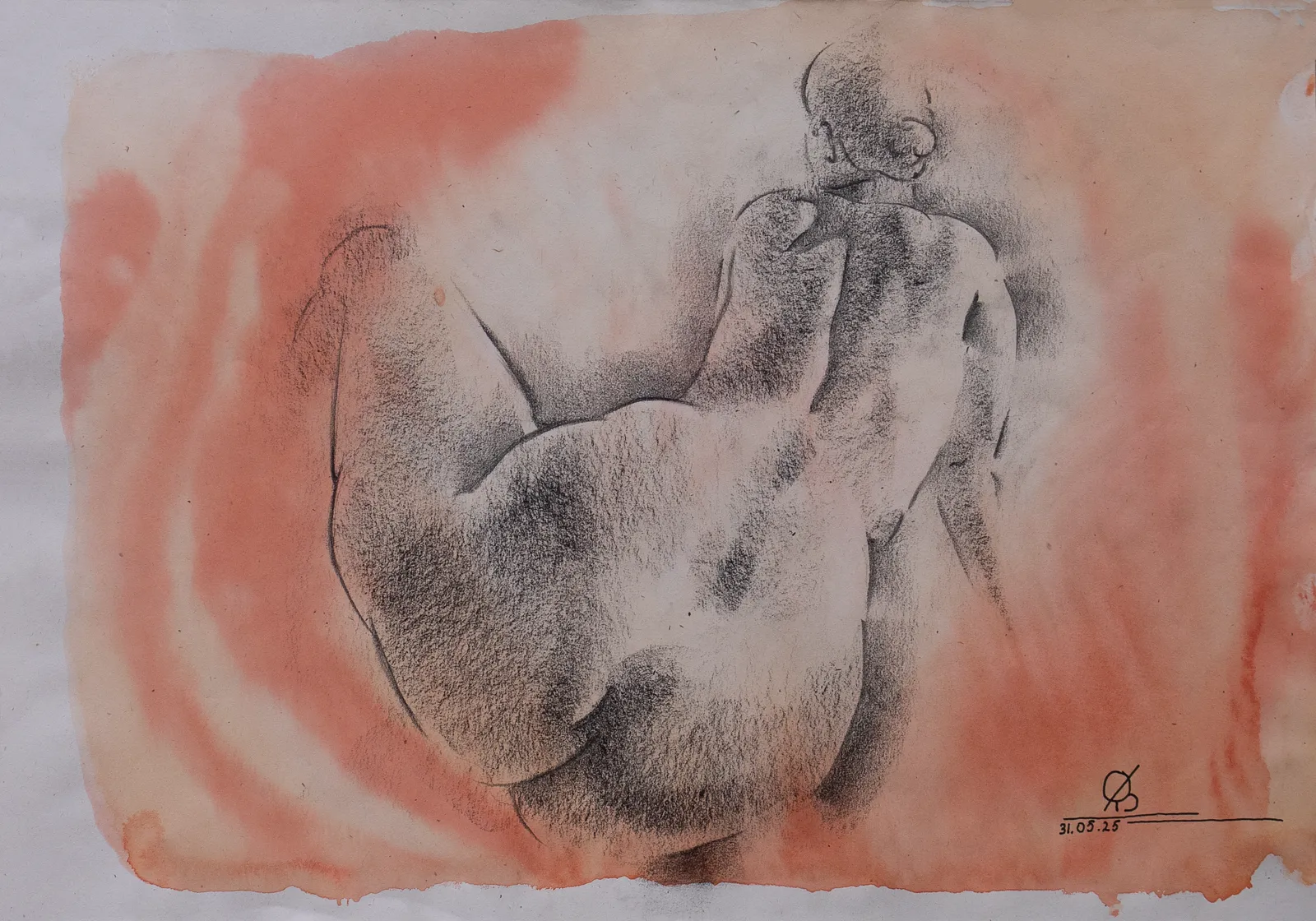 Image of "The Turn" by Oleksandr Baklai, size: 36x25, made of paper, watercolor, charcoal, Drawing medium, part of the "15-minute sketches" series, priced at $120 (≈ 5,376 грн)
